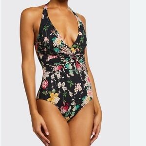 Johnny Was “Mono” twisted halter swimsuit